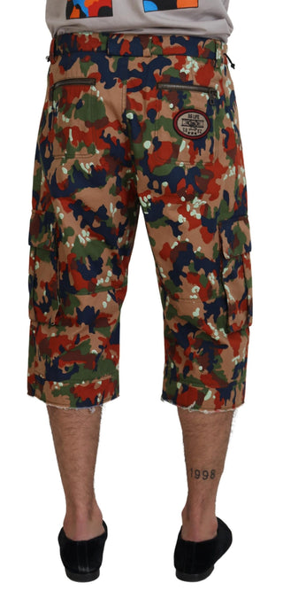 Dolce & Gabbana Multicolor Cotton Camouflaged Cargo Shorts