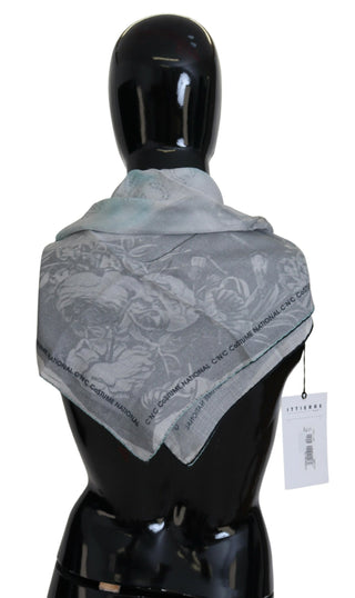 Costume National Elegant Gray Cotton Square Scarf