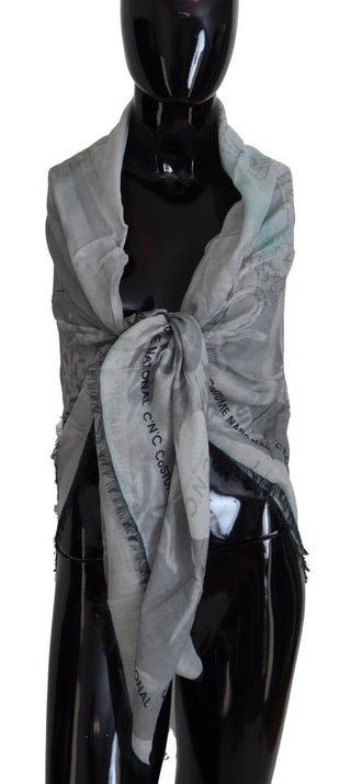 Costume National Chic Designer Gray Scarf with Fringes