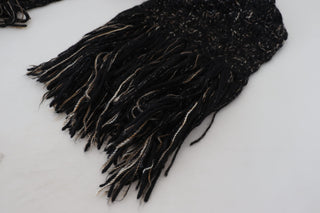 Dolce &amp; Gabbana Elegant Virgin Wool Blend Black Scarf