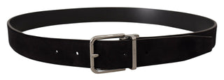 Dolce &amp; Gabbana Elegant Black Leather Grosgrain Belt