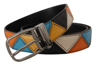 Dolce &amp; Gabbana Elegant Multicolor Leather Belt with Silver Buckle