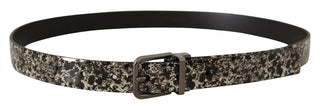 Dolce &amp; Gabbana Elegant Marble Print Leather Belt