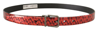 Dolce &amp; Gabbana Elegant Red Leather Belt with Silver Buckle