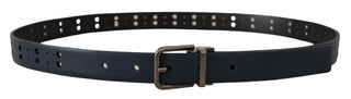 Dolce &amp; Gabbana Elegant Blue Leather Belt with Metal Buckle