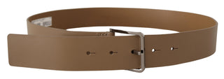 Dolce &amp; Gabbana Beige Leather Statement Belt with Silver Buckle