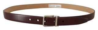 Dolce &amp; Gabbana Elegant Leather Belt with Silver Tone Buckle