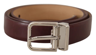 Dolce &amp; Gabbana Elegant Leather Belt with Silver Tone Buckle