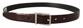 Dolce &amp; Gabbana Elegant Dark Brown Patent Leather Belt