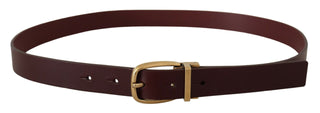 Dolce &amp; Gabbana Elegant Brown Leather Belt with Gold Buckle