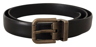 Dolce &amp; Gabbana Elegant Black Calf Leather Belt