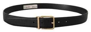 Dolce &amp; Gabbana Elegant Black Leather Belt with Metal Buckle