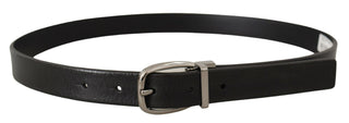 Dolce &amp; Gabbana Elegant Black Leather Belt with Metal Buckle