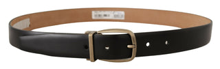 Dolce &amp; Gabbana Elegant Black Leather Belt with Metal Buckle