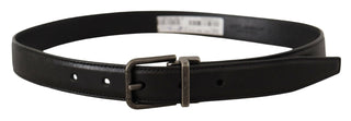 Dolce &amp; Gabbana Elegant Black Leather Belt with Metal Buckle