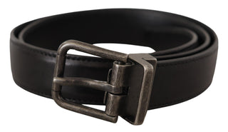 Dolce &amp; Gabbana Elegant Black Leather Belt with Metal Buckle