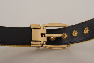 Dolce &amp; Gabbana Elegant Velvet Gold Buckle Women's Belt