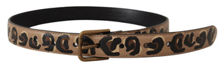 Dolce &amp; Gabbana Elegant Leather Engraved Buckle Belt