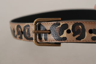 Dolce &amp; Gabbana Elegant Leather Engraved Buckle Belt