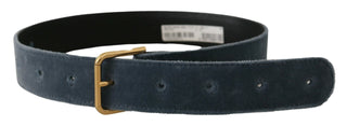 Dolce &amp; Gabbana Elegant Navy Velvet Designer Belt