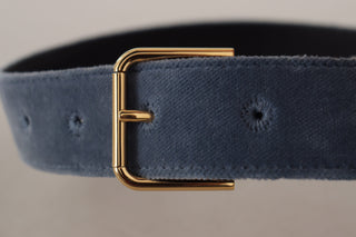 Dolce &amp; Gabbana Elegant Navy Velvet Designer Belt