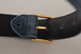 Dolce &amp; Gabbana Elegant Navy Velvet Designer Belt