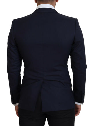 Dolce &amp; Gabbana Elegant Blue Wool Silk Blazer Jacket