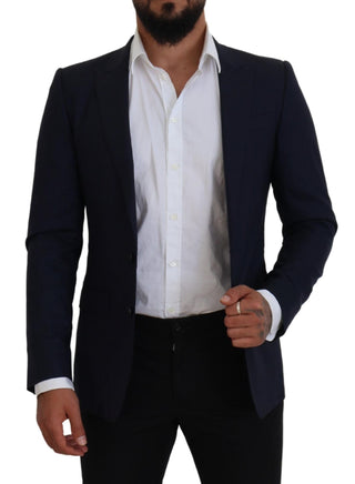 Dolce &amp; Gabbana Elegant Blue Wool Silk Blazer Jacket