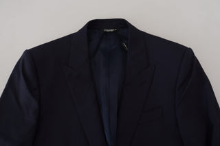 Dolce &amp; Gabbana Elegant Blue Wool Silk Blazer Jacket