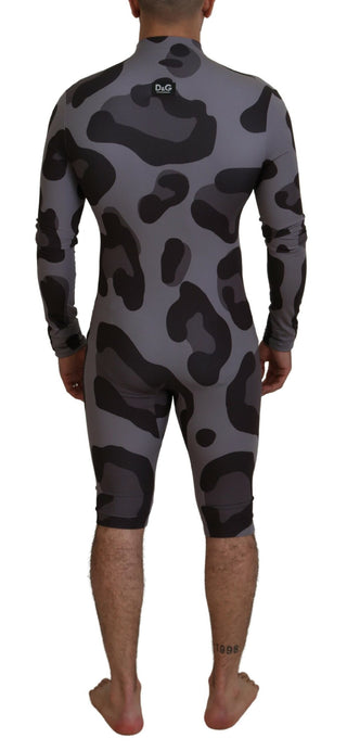 Dolce &amp; Gabbana Elite Gray Patterned Men's Wetsuit Swimwear