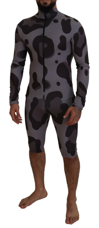 Dolce &amp; Gabbana Elite Gray Patterned Men's Wetsuit Swimwear