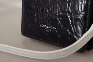 Dolce &amp; Gabbana Blue Exotic Leather Bifold Wallet with Strap