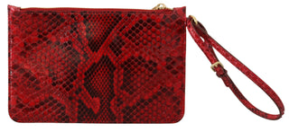 Dolce &amp; Gabbana Elegant Red Leather Ayers Snake Clutch