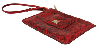 Dolce &amp; Gabbana Elegant Red Leather Ayers Snake Clutch