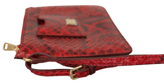 Dolce &amp; Gabbana Elegant Red Leather Ayers Snake Clutch