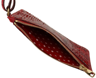 Dolce &amp; Gabbana Elegant Red Leather Ayers Snake Clutch