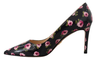 Prada Elegant Floral Print Leather Pumps