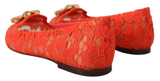 Dolce &amp; Gabbana Elegant Lace Vally Flats in Coral Red