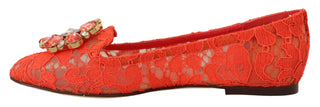 Dolce &amp; Gabbana Elegant Lace Vally Flats in Coral Red