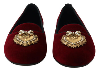 Dolce &amp; Gabbana Bordeaux Velvet Devotion Loafers