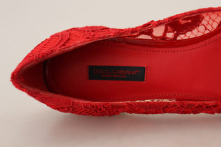 Dolce &amp; Gabbana Red Crystal-Embellished Flats