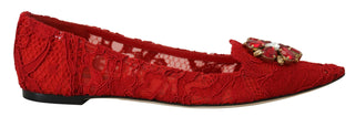 Dolce &amp; Gabbana Red Crystal-Embellished Flats