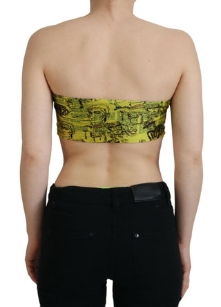 John Galliano Chic Yellow Graphic Cropped Top