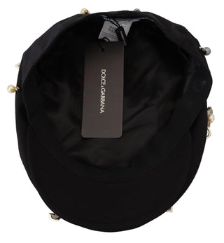 Dolce &amp; Gabbana Elegant Black Cotton Newsboy Hat