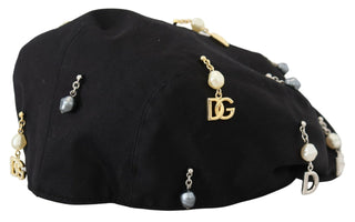 Dolce &amp; Gabbana Elegant Black Cotton Newsboy Hat