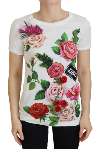 Dolce & Gabbana Elegant Multicolor Rose Print Cotton Tee