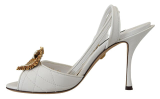 Dolce &amp; Gabbana Devotion Embellished White Leather Stilettos