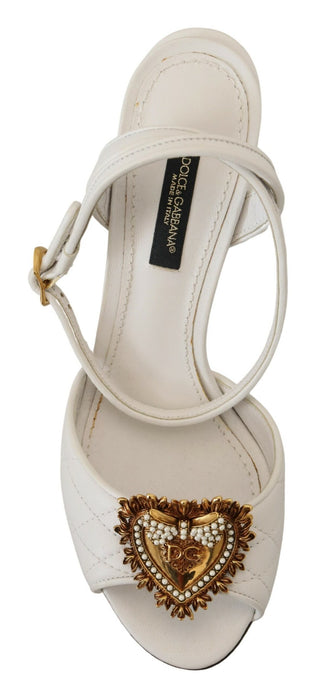 Dolce &amp; Gabbana Devotion Embellished White Leather Stilettos