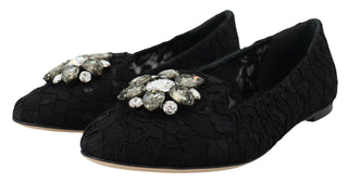 Dolce &amp; Gabbana Elegant Floral Lace Flat Vally Shoes