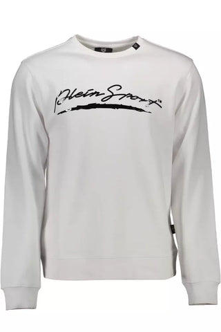 Plain Sport White Cotton Men Sweater